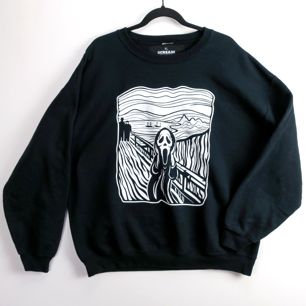Ghost Face Scream Sweatshirt XL Black Horror Graphic Crewneck Loot Crate DX